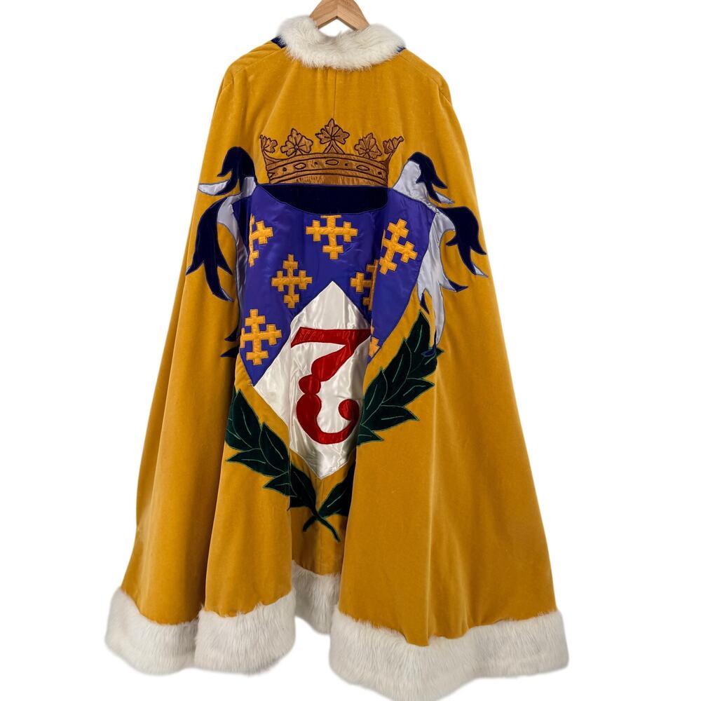 Handmade Royal King Cape Velvet Faux Fur Fleur de Lis Mardi Gras Costume One Sz